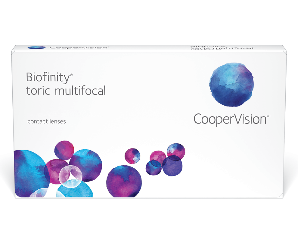 Envase de Biofinity Toric Multifocal, presentación internacional